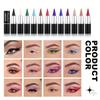 Eyeliner coloré longue tenue, 12 couleurs, imperméable, anti-taches, en noir, blanc, bleu, violet, vert, polyvalent pour le contour des lèvres et le maquillage des yeux
