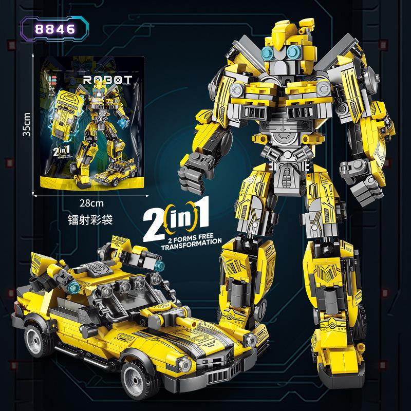 Autobots Decepticons Building Blocks Transformation Robot Children Educational Assembly Car King Kong Brick Assemble Toy Gift