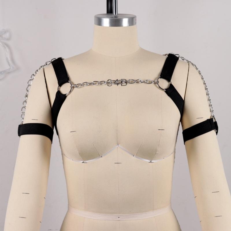 Elastic Body Chest Harness Chain Strap Leathers Punk Chain Choker Men Chest Harness Nightclub Cosplay Costume Accessory