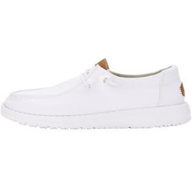 Women's Shoes Dude Wendy Stretch Canvas Damen Slip-on Flat White