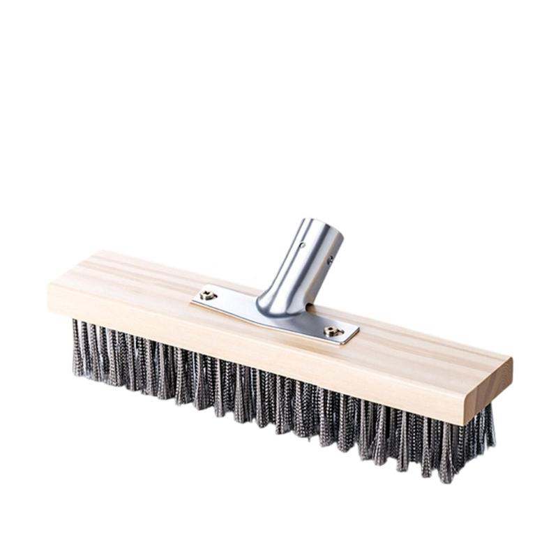 Ergonomic Long Handle Floor Brush With Hardened Steel Bristles Ideal For Outdoor Surfaces Cleaning