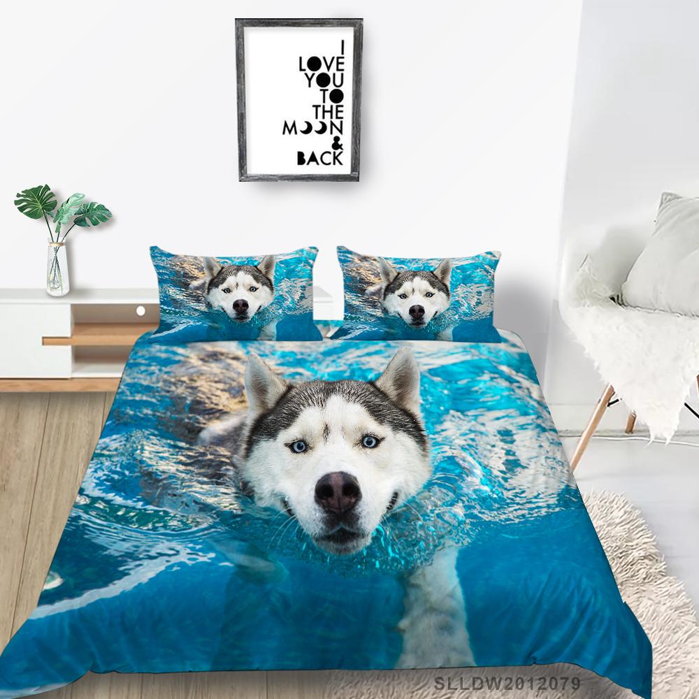 Animal Duvet Cover Sets with Pillowcase Pets Painting Microfiber Bedding Suit King Single Size Luxury Bedding Covers