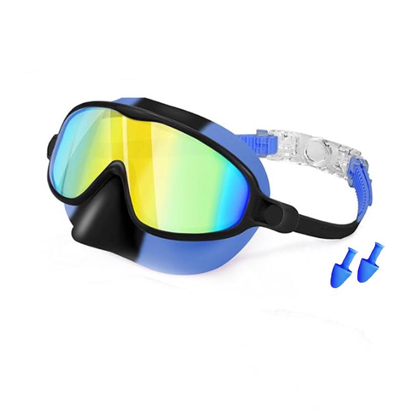 Children's Large Frame Swim Goggles with Nose Cover, Waterproof Anti-Fog, for Boys and Girls