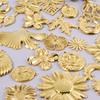 6pcs Real Gold Plated Flower Wings Tree Feather Leaf Fashion Pendant Stainless Steel Charms For Jewelry Making Supplies Material