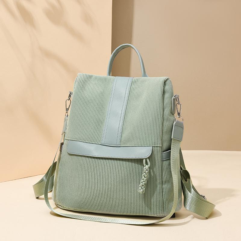 Cordrucksack Damen Einfarbiger Rucksack Studenten Schultasche