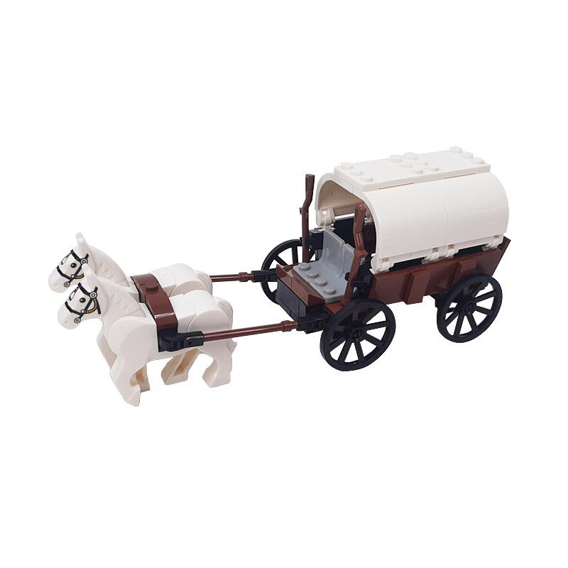 Military Buildings Block Small Particles Medieval Carriage City Chariot Transport Vehicle Weapon Collage Toy
