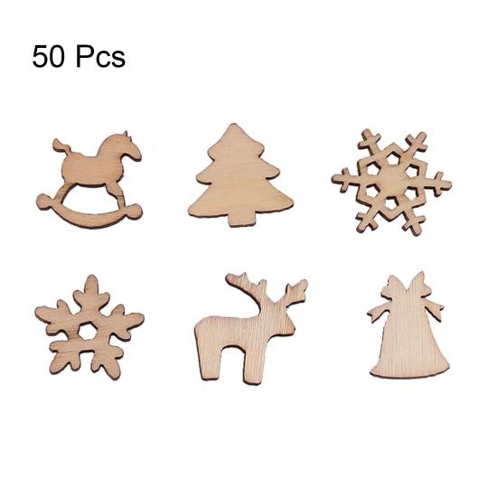 

50 шт. древесная щепа, различные формы, записываемая древесная щепа, сделай сам, украшение для рождественской елки для рождественских елок