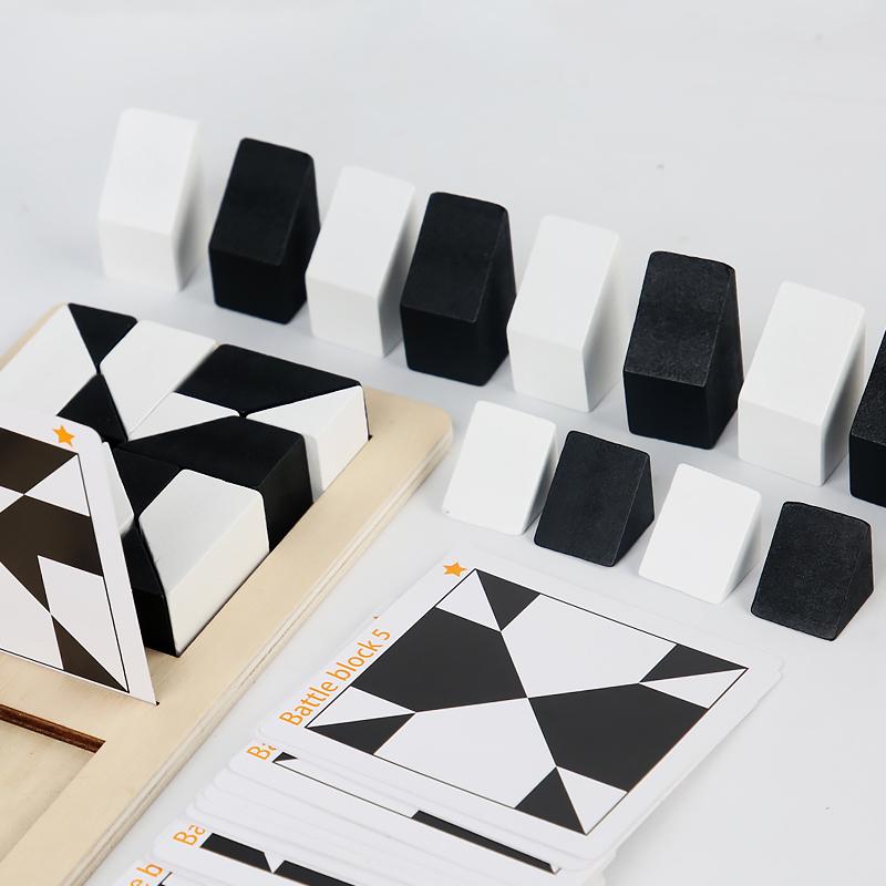 White&Black Building Blocks 2-Player Battle Game Puzzle Tangram Wooden Kids Early Education Toys Children Gift Brain Teaser Game