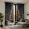 2 peças HD cortina de decoração de árvore de Natal em noite de neve Black tie cortina impressa digital decoração de casa estilo decoração l