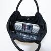 Mini tote bag with contrasting knit pattern