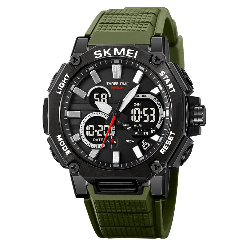 Skmei 2219 Famous Personalized Gents Digital Watch Perfect PU Strap Water Resist Double Display Character Sports Watch Supplier