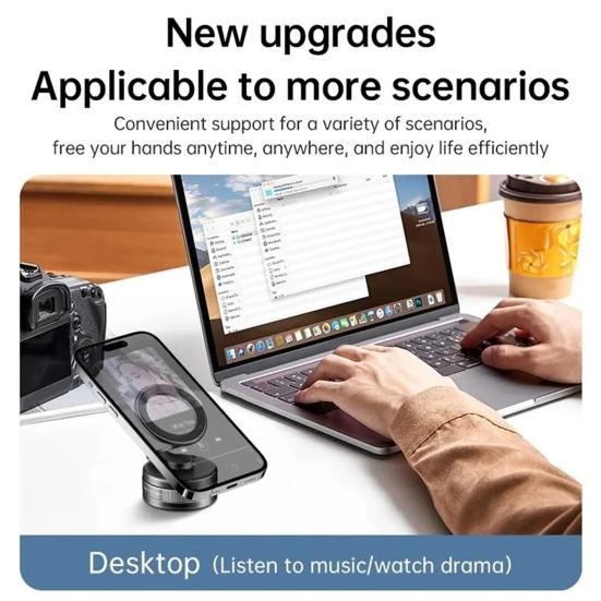 Magnetic Vacuum Car Phone Mount 360 Degrees Rotatable with Strong Suction Air Vent Dashboard Holder for Navigation Universal Foldable Smartphone Stand