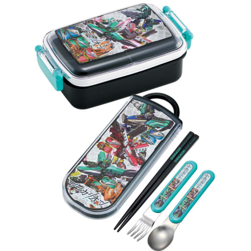 Skater Children's Lunch Box Trio Set Chopsticks Spoon Fork Kids Cutlery Antibacterial Treatment Easy To Open Sliding Type Made In Japan Shinkalion Wor