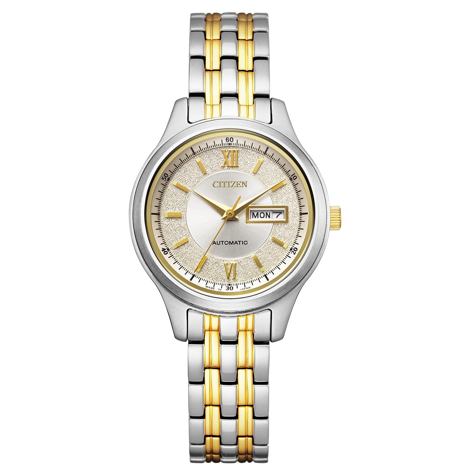 

Citizen Ladies Collection Automatic Dress Watch PD7154-61P Stainless Steel Waterproof Silver Gold Sapphire Glass Simple Second Hand Date Day Gift