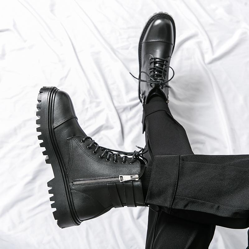 Winter Waterproof Leather Brown Motorcycle Boots Men's Vintage Bicycle Boots Anti Slip Cafe Business Work Outdoors Combat Boots