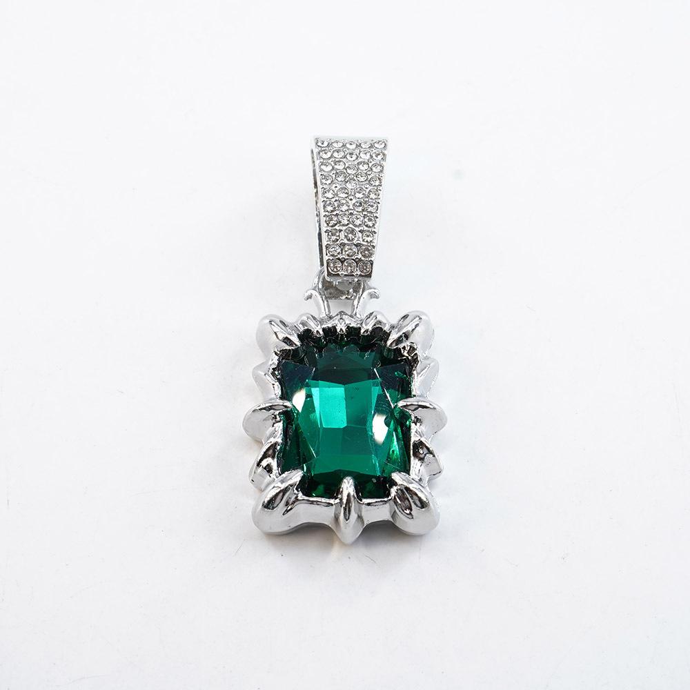 Cuore d'Oceano Retrò, Smeraldo, Rubino Ciondolo, Collana, Catena per Maglione da Uomo e Donna, Moda Europea e Americana, Lusso Leggero e di Alta Gamma