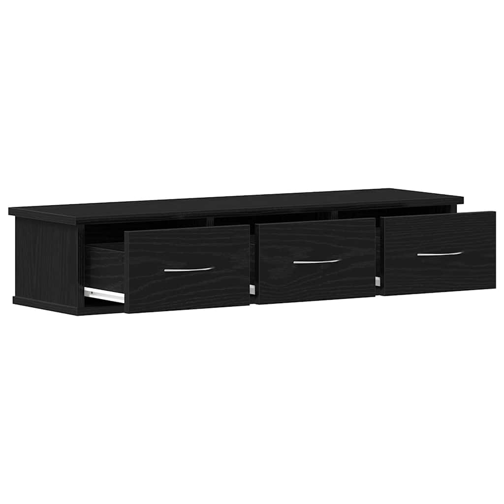 Wall Cabinet Black Oak Effect 88 x 26 x 18.5 cm Engineered Wood