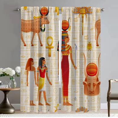 Tulle for Bedroom Ancient Egyptian Pharaoh Living Room Curtain Elegant Room Curtains 2 Pieces Partition Halloween Decoration