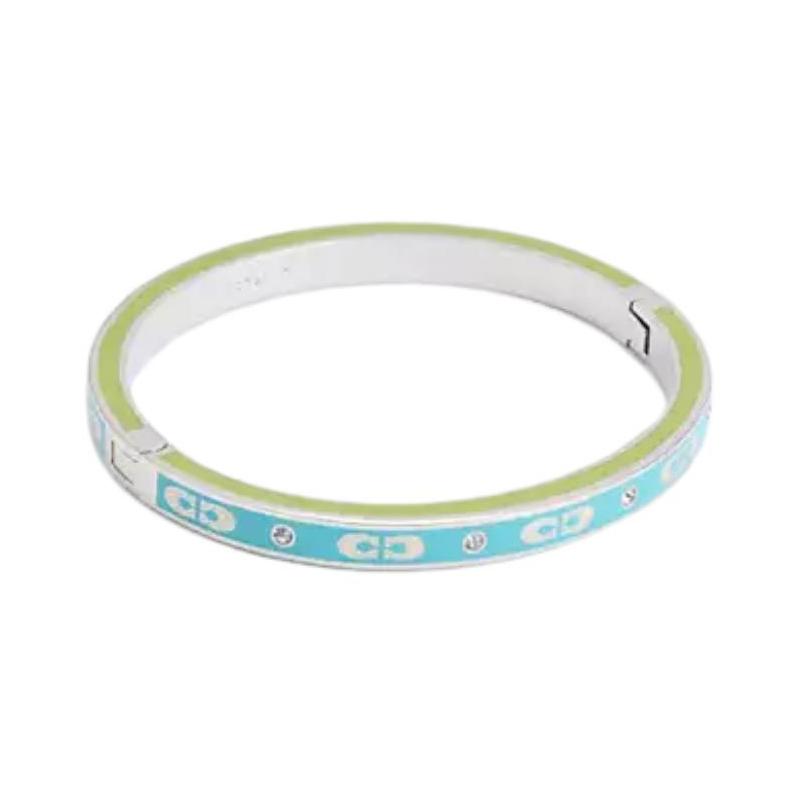 COACH Inlaid design brass plated enamel bracelet women s blue