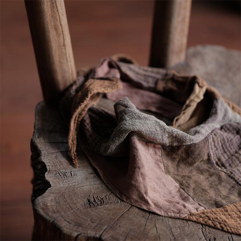 Vintage-Inspired Color Block Triangle Scarf - Ancient Mud