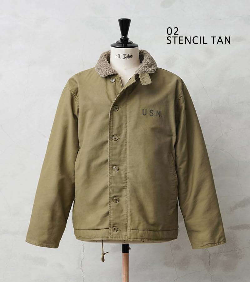 WAIPER Navy Deck Jacket with Stencil Tan Size 36 U.S. N-1 U.S.N. - [WP02] (S)