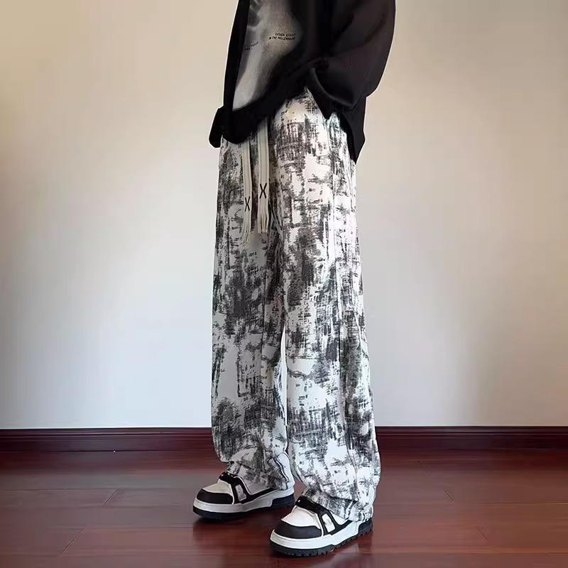 Youth Spring/Fall Casual Pants: Retro High-Street Straight-Leg Pants with Tie-Dye Unique