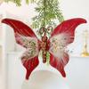 Glitter Butterfly Christmas Ornaments Artificial 3D Sequined Butterfly with Feather for Christmas Tree Crafts Flower Bouquets Fairy Garden Home Decor