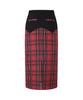 Cotton Rivers Club Checked Long Skirt (Red)
