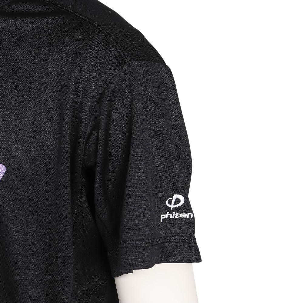 Phiten Volleyball Short Sleeve T-Shirt with Glitter Gradient, Black/Purple, Size L, Men's and Women's, 3125JG66800
