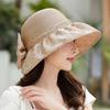 Eugen Yarn Polka Dot Large Brim Sun Protection UV Protection Face Small Bow Bucket Hat Women's Sun Hat European Breathable