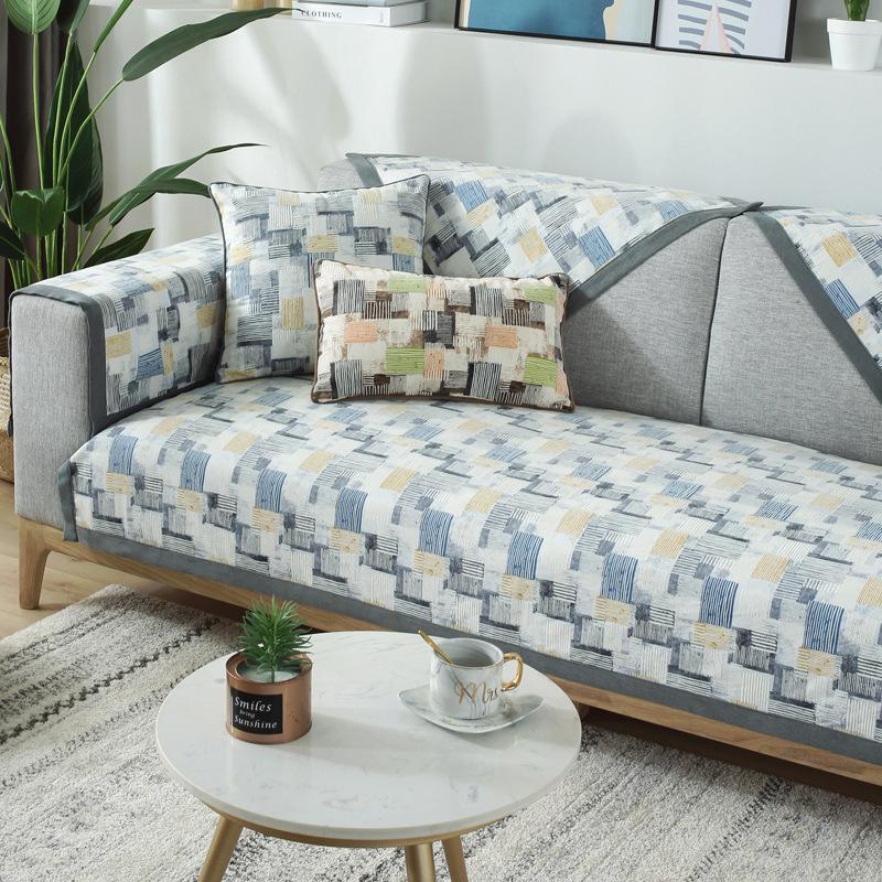 

Простая Современная Флокированная Нескользящая Подушка для Дивана Четыре Сезона Универсальная Нескользящая Всесторонняя Подушка Чехол на Диван Накидка 68*70CM