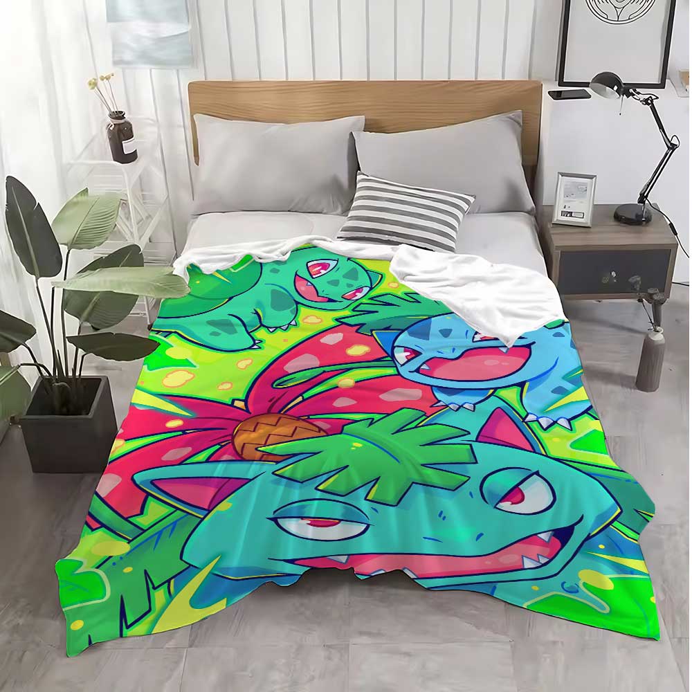 Decorative Sofa Blankets for Bed Po-ke-mons-Bulbasaurs Knee Blanket School Bedroom Decoration Home Bedspread the Throw Winter