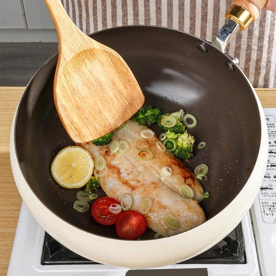 Yousheng Traditional Belly Wok Non-Stick Thick Bottom Frying Pan Even Heating Iron Skillet Versatile Iron Cookware Kitchen Gadget