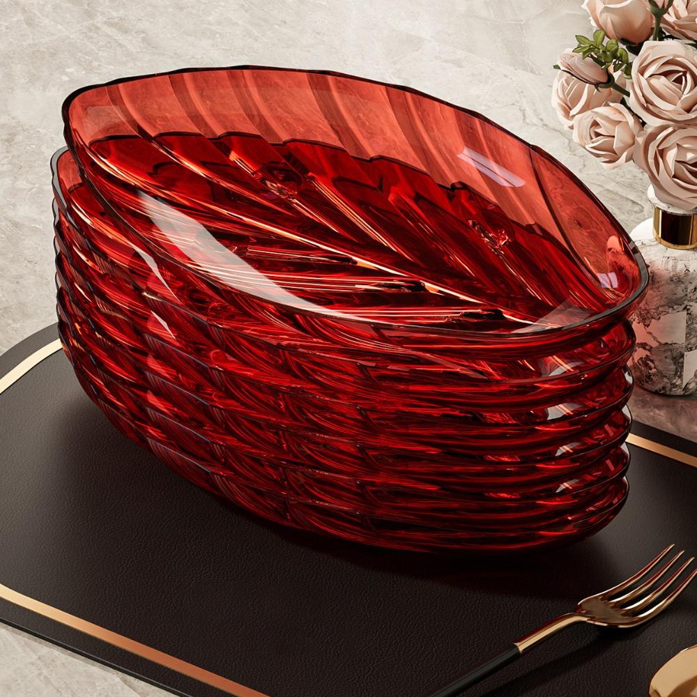 Large Capacity Leaf Shape Snack Serving Dish Transparent Fruit Plate Bone-spitting Plate Nut