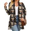 Women's Fall And Winter Fashion Casual Print Long Sleeve Mid-Length Cardigan Jacket