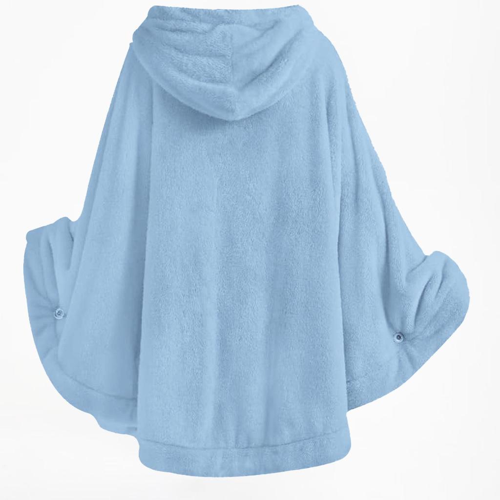 Hooded Women's Thick Double-Sided Fleece Bathrobe - Absorbent, Anti-Shed, Woolen Long Robe