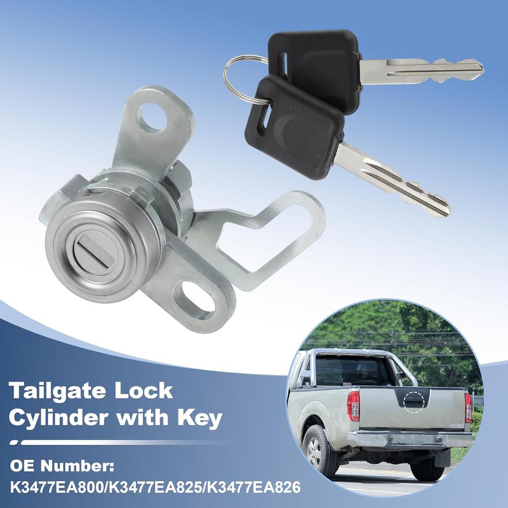 Upgraded Aluminum Alloy Tailgate Lock Cylinder with Keys for Nissan Frontier 2005-2021 Rear Trunk Liftgate Door Lock Cylinder Set Replace