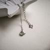Silver Necklace with Malachite, Cubic Zirconia, Product Weight 1.92 Gr (60002133)
