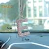 Bling Car Letter Charm Faux Crystal Letter Pendant Car Rear View Mirror Hanging Rhinestone Alphabet Ornament for Car Tree Accessory