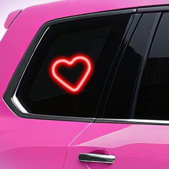 Solar Heart Shape Neon Light for Car Window Waterproof LED Mood Lamp with Suction Cup Romantic Atmosphere Decor