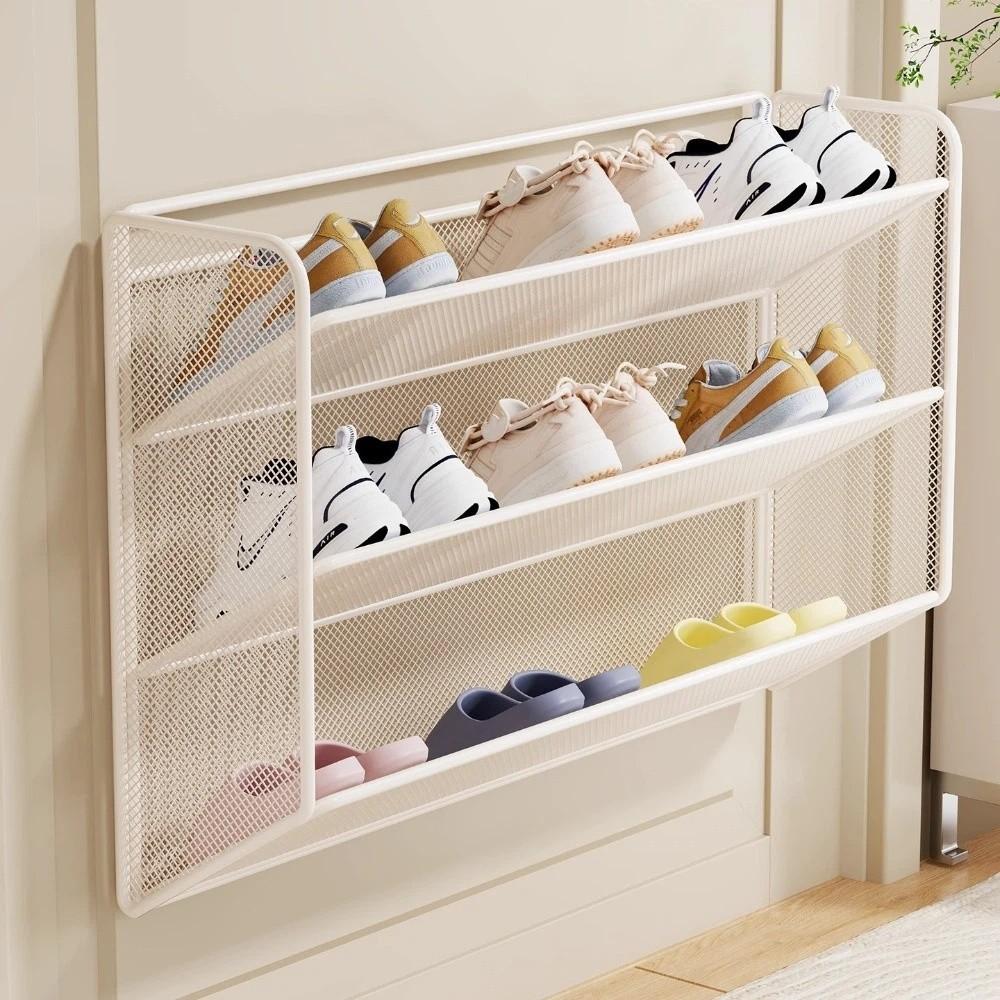 Door Mounted Shoe Rack Multi-Layer Wall-Mounted Storage Rack Hidden Storage Shelf  For Office