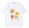 Fun and Simple Painted Small Flower Print Short-sleeved T-shirt, New Style Top, Suitable for Both Men and Women.