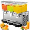 Commercial Cold Beverage Dispenser Stainless Steel Fruit Juice Beverage Dispensers 3 Tanks 9.6 Gallon Ice Tea Drink Dispenser Equipped with Thermostat
