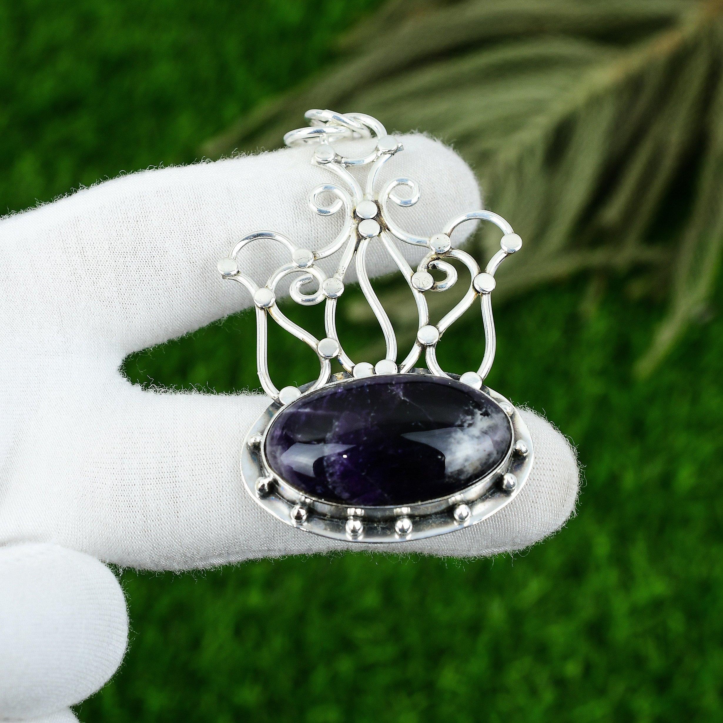 

Натуральный Аметист Шеврон Подвеска из Драгоценного Камня Ювелирные Изделия из Стерлингового Серебра 925 пробы для Женщин