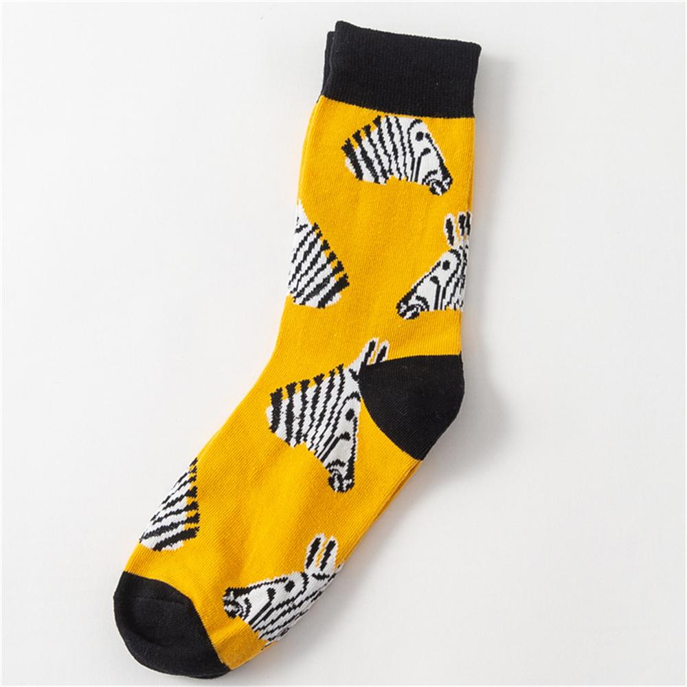 Combed Cotton Cartoon Animal Shark Dinosaur Monster Crocodile Zebra Giraffe Geometric Novelty Funny Unisex Couple Socks Dropship