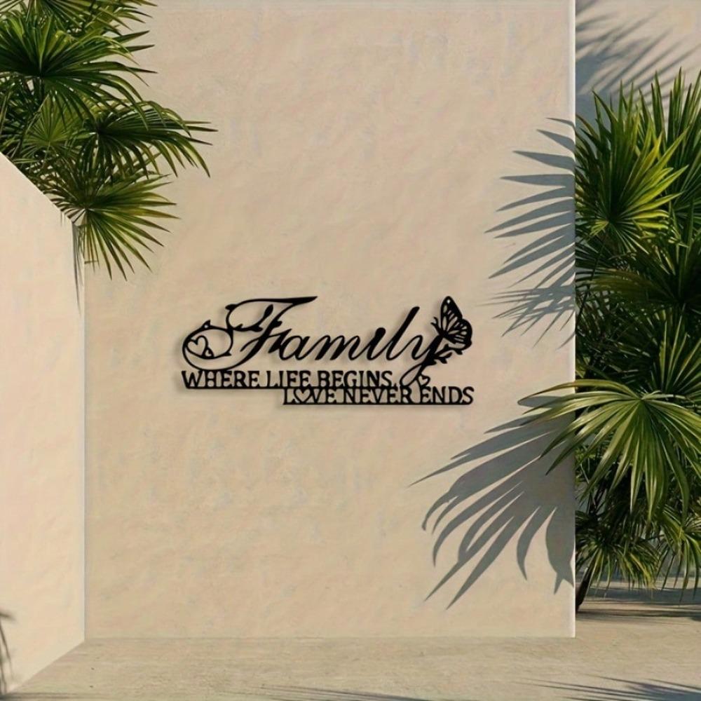 Metal Wall Art Farmhouse Family Sign Heavy Iron Door Pendant Housewarming Wedding Gift