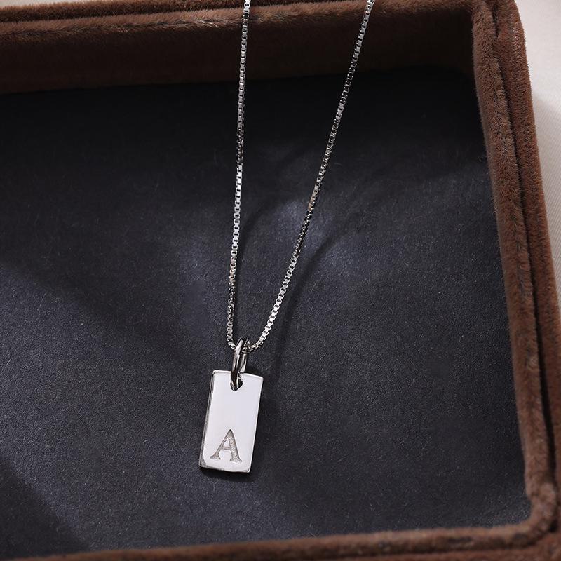 Banyan Tree Sterling Silver Square Letter Pendant Necklace