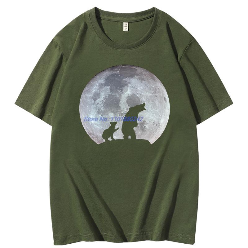 Summer Mens Short Sleeve Tee Cotton Tshirt Full Moon Grizzly Funny Graphic Tee New Arrival Goods Fashion Tops Tshirt