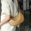 Women's Genuine Leather Hobo Soft Shoulder Messenger Bags for Women Wide Half-moon Bag