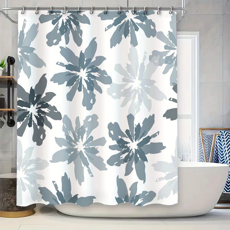

Blue White Floral Shower Curtain Waterproof Bath Decoration for Modern Home Bathroom Decor 180x245cm 90x180cm